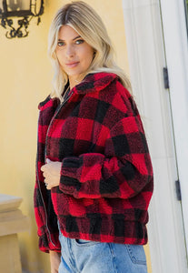 Buffalo Plaid Zip-Up Jacket