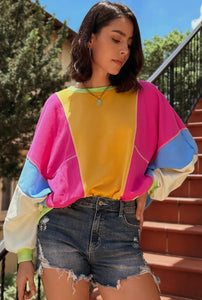 Olivia Color-Block Oversized Top