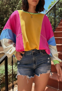 Olivia Color-Block Oversized Top