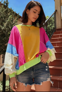 Olivia Color-Block Oversized Top