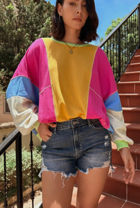 Olivia Color-Block Oversized Top