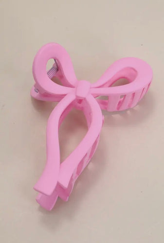 Hannah Matte Bow Claw Clip - Pink