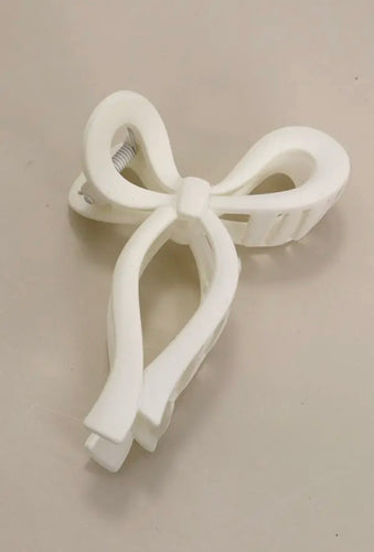 Hannah Matte Bow Claw Clip - Off White