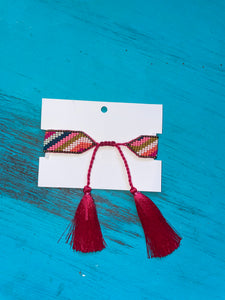 Kira Tassel Friendship Bracelet - Hot Pink