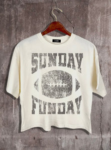 Sunday Funday Football Cropped Graphic Tee