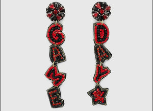 Game Day Earrings - Red and Black