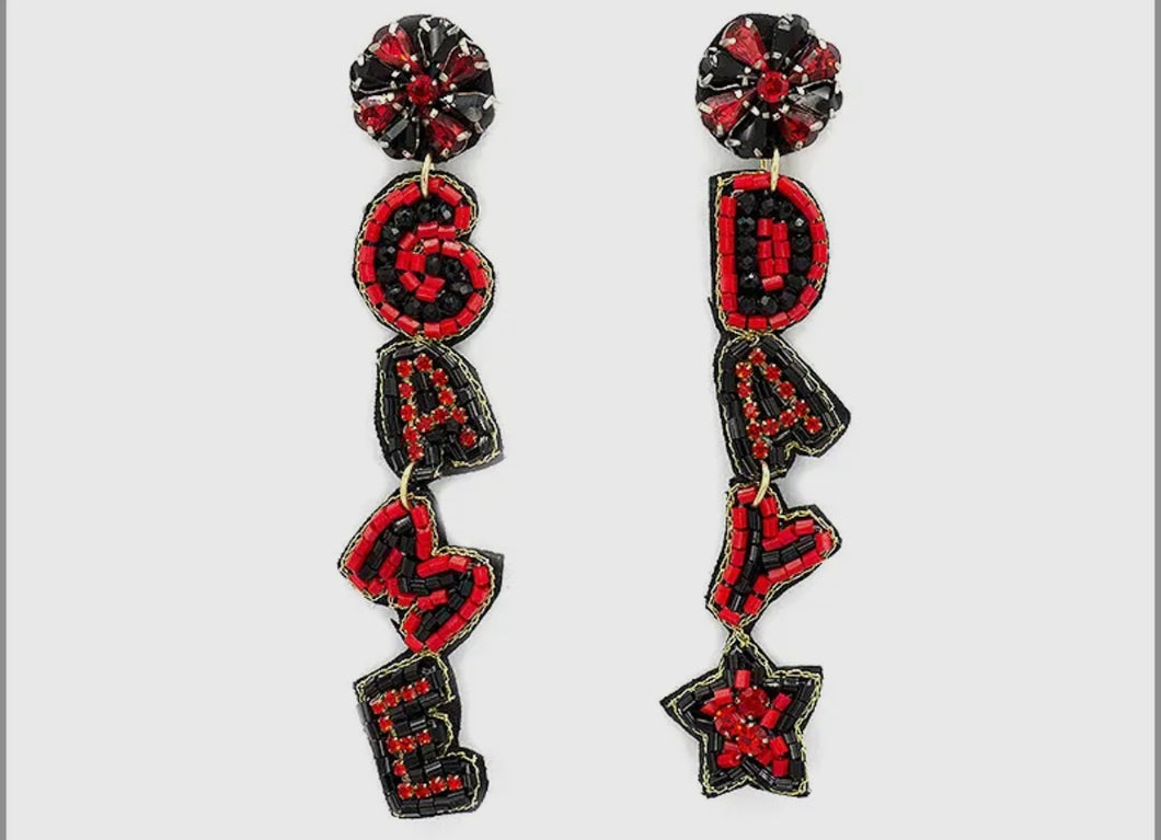 Game Day Earrings - Red and Black