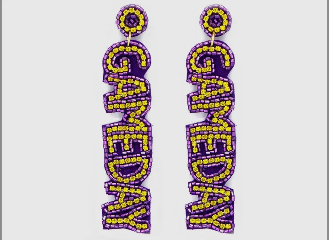 Game Day Earrings - Purple
