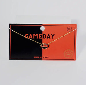 Game Day Football Dainty Necklace - Red and Black