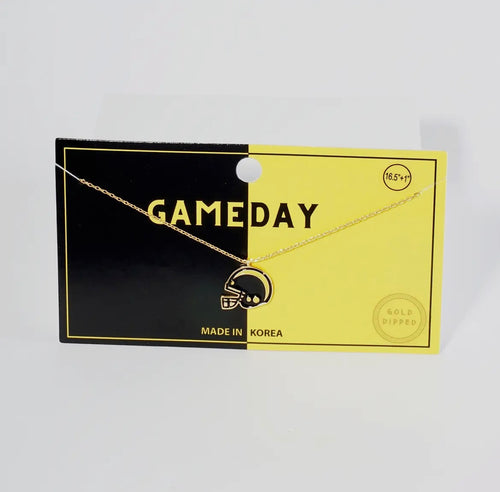 Game Day Helmet Dainty Necklace - Black and Yellow
