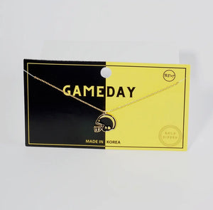 Game Day Helmet Dainty Necklace - Black and Yellow
