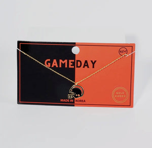 Game Day Helmet Dainty Necklace - Red and Black