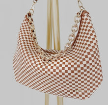 Load image into Gallery viewer, Sienna Slouchy Woven Shoulder Bag - Brown Checkered