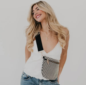 Westlyn Woven Bum Bag - Checkered Black