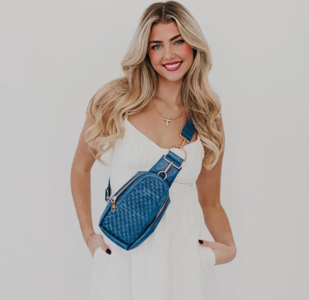 Waverly Woven Sling Bag - Navy