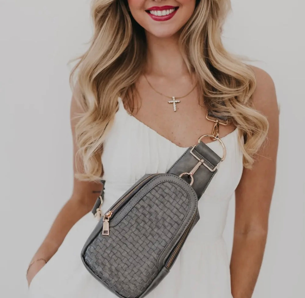 Waverly Woven Sling Bag - Gray