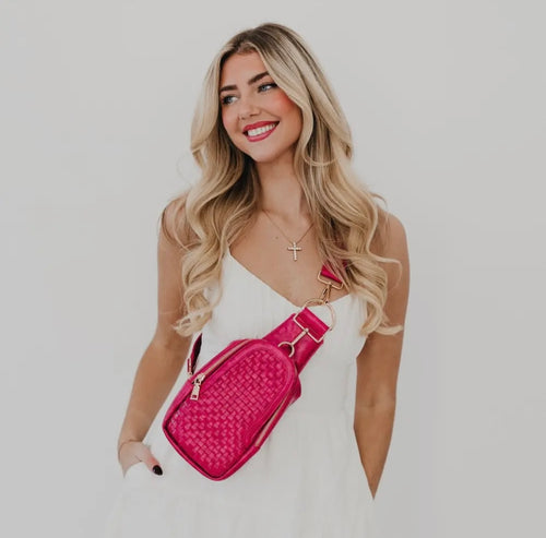 Waverly Woven Sling Bag - Fuchsia