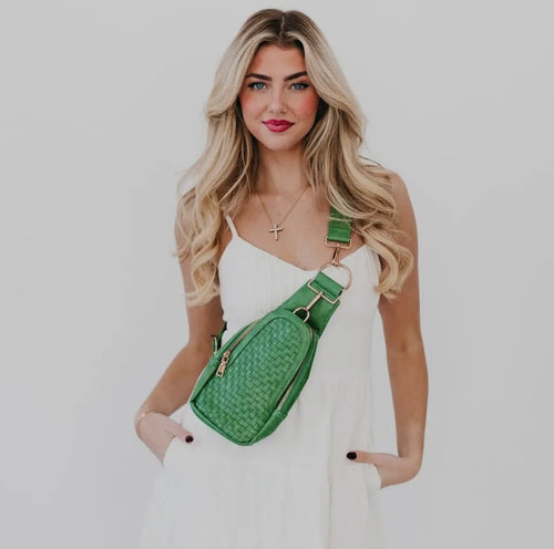 Waverly Woven Sling Bag - Emerald