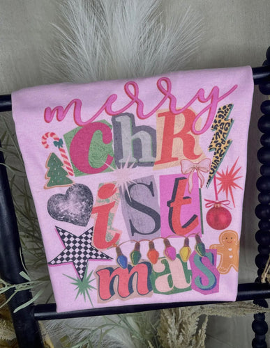 Colorful Pink Christmas Graphic Tee