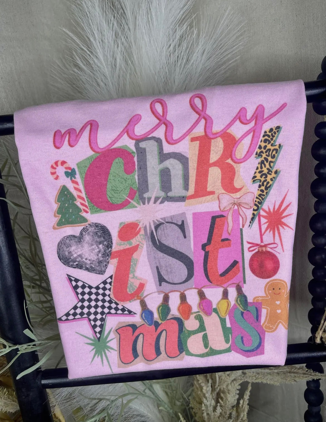 Colorful Pink Christmas Graphic Tee